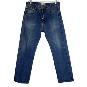 VTG LEVI'S Original 501 34x31 Mens Jeans Straight Button Fly Med Blue Wash‎ Y2K